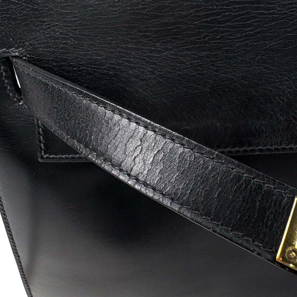 Hermes Kelly 32, external stitching, handbag, box calf leather, black, women's. - Picture 9 of 15